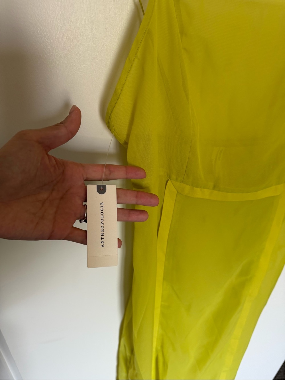 Anthropologie Neon Lime Sheer Dress